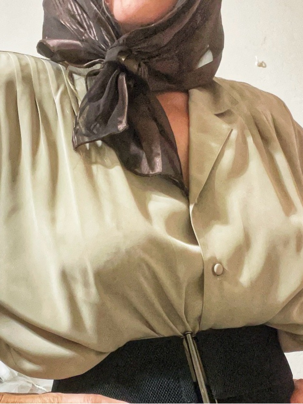 Vintage Alicia Size 16 – Sage Button-Front Blouse